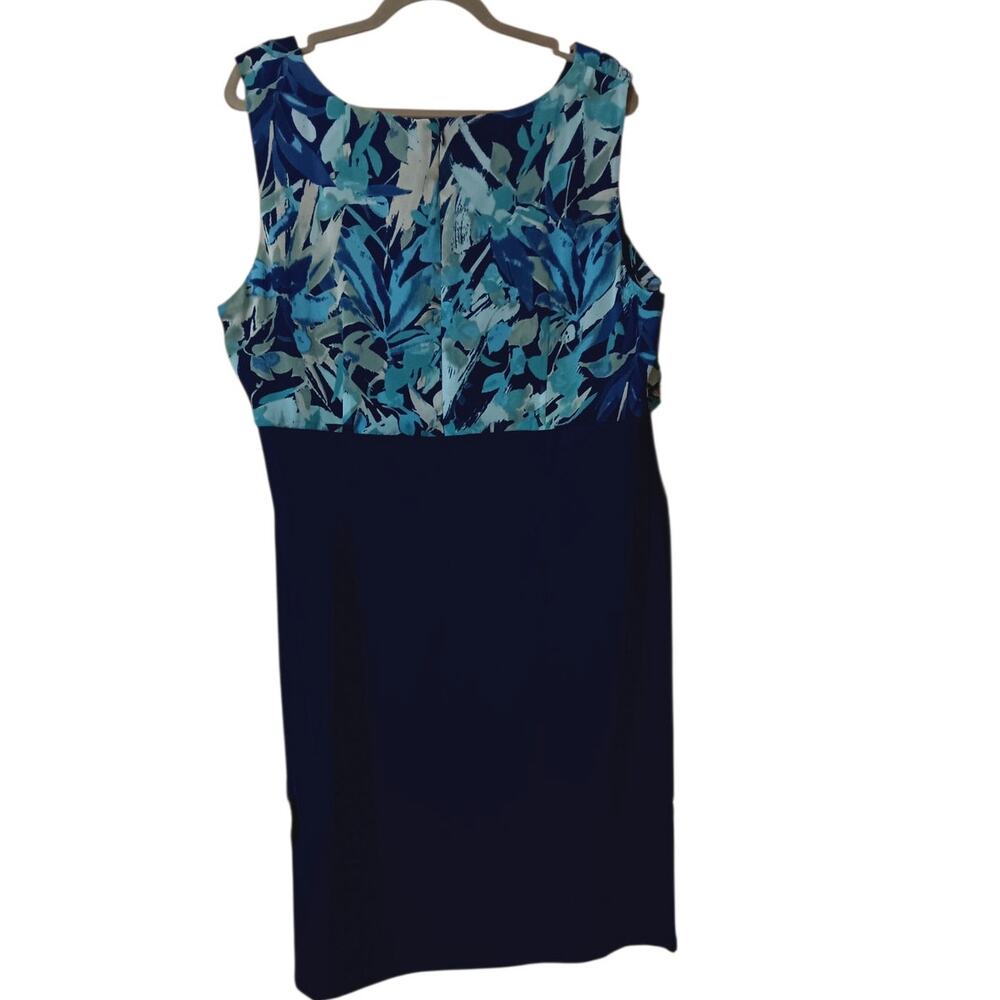 CONNECTED WOMAN Dress Plus 20W 2X Ruffle‎ Floral Watercolor Dressy Career Blue - Picture 8 of 8